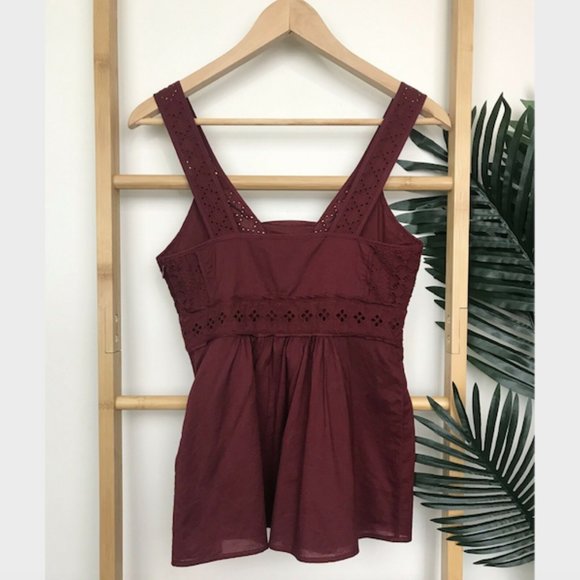 Country Road Maroon Broderie Lace Top Blouse XXS - Picture 2 of 12